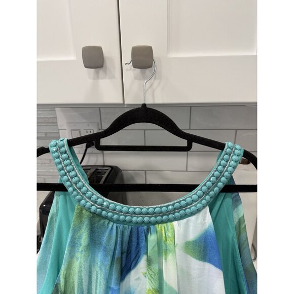 Robbie Bee Sleeveless Tropical Halter Necklace Dress Breezy Resortwear 12… - Picture 7 of 8